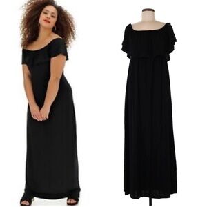 NWT Simply Be Black Smocked Short Sleeved Peasant Maxi Dress
